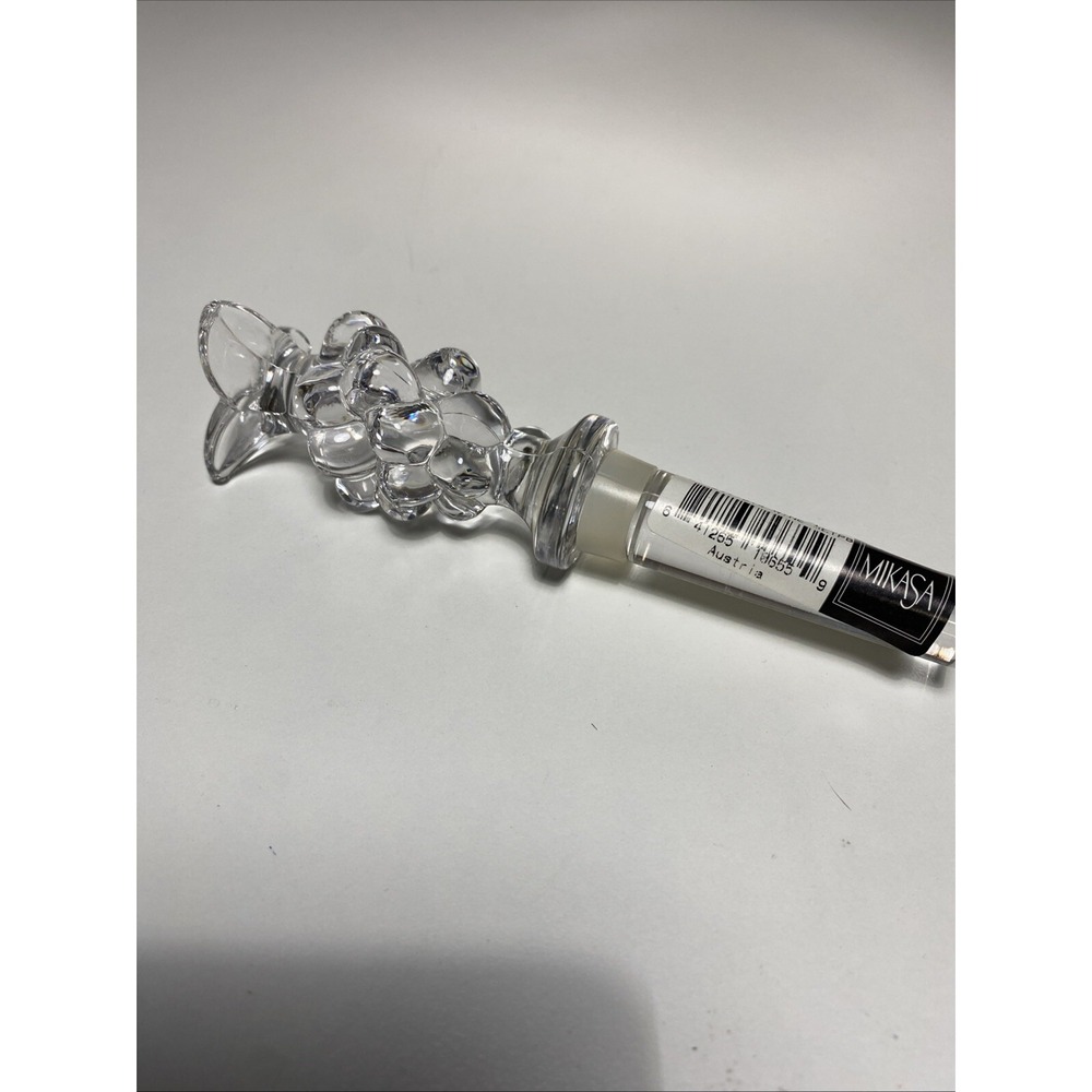Lead Crystal Wine Bottle Stopper Grapes And Leaves‎ Figural Clear-New Mikasa